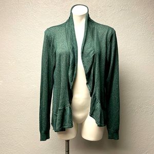 MAURICES Teal/Green Ruffle Front Cardi Sweater Plus Size 2